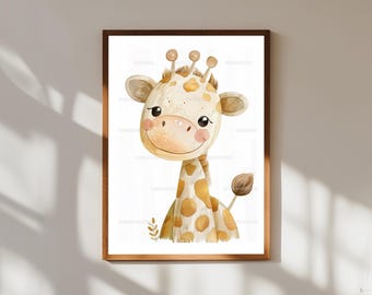 Baby Giraffe Aquarell Print: Safari Kinderzimmer Wandkunst
