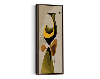 Mid-Century Modern Kunst: Abstrakter geometrischer Druck, Senf-Olive Erdtöne