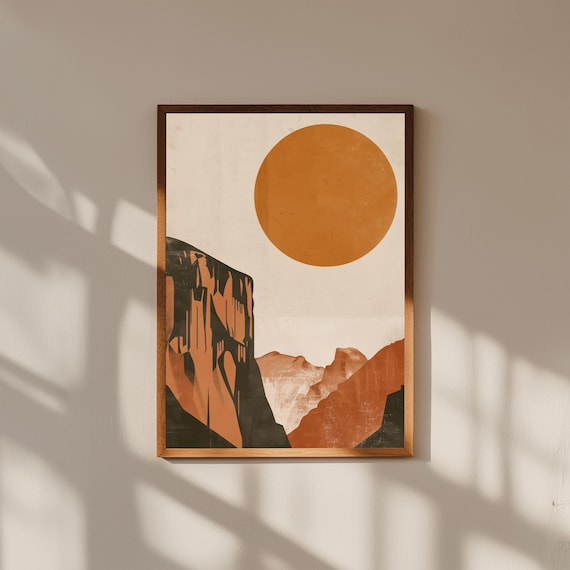Yosemite National Park Poster – Minimalist Lithograph Style Print, Half Dome Wall Art, Modern Vintage Landscape Decor, Nature Travel Art