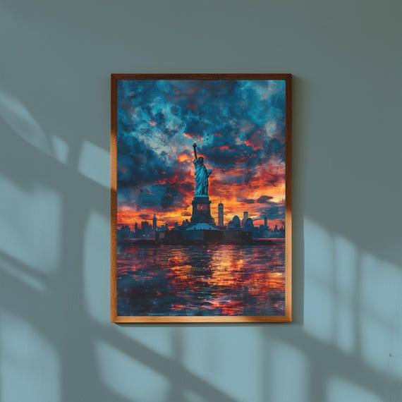 Watercolor Painting of the Statue of Liberty NYC | American Landmark Wall Art Print | New York Travel Poster