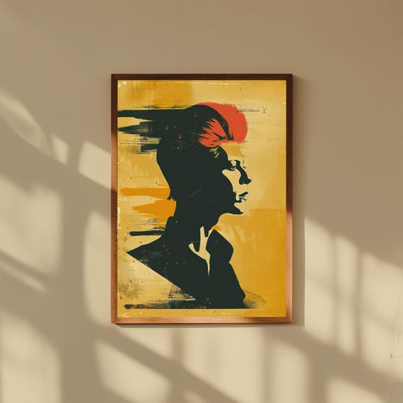 David Bowie Rainbow Theatre Poster – Mid-Century Modern Vintage Concert Print, 1970s Glam Rock Wall Art, Retro Music Icon Poster