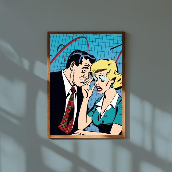 Funny Inflation Comic Poster – Vintage Pop Art Wall Print – Crying Couple Finance Humor – Retro Economic Satire – Money Stress Decor