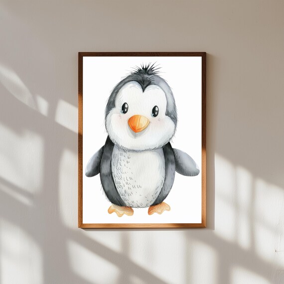 Adorable Baby Penguin Watercolor Wall Art | Cute Nursery Animal Print | Arctic Baby Room Decor | Gender Neutral Baby Shower Gift