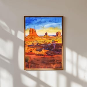 Monument Valley Aquarell Druck: Südwest Wüste Landschaft Kunst