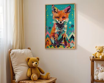 Baby Fox Nursery Art Print: Whimsical Woodland Animal Decor
