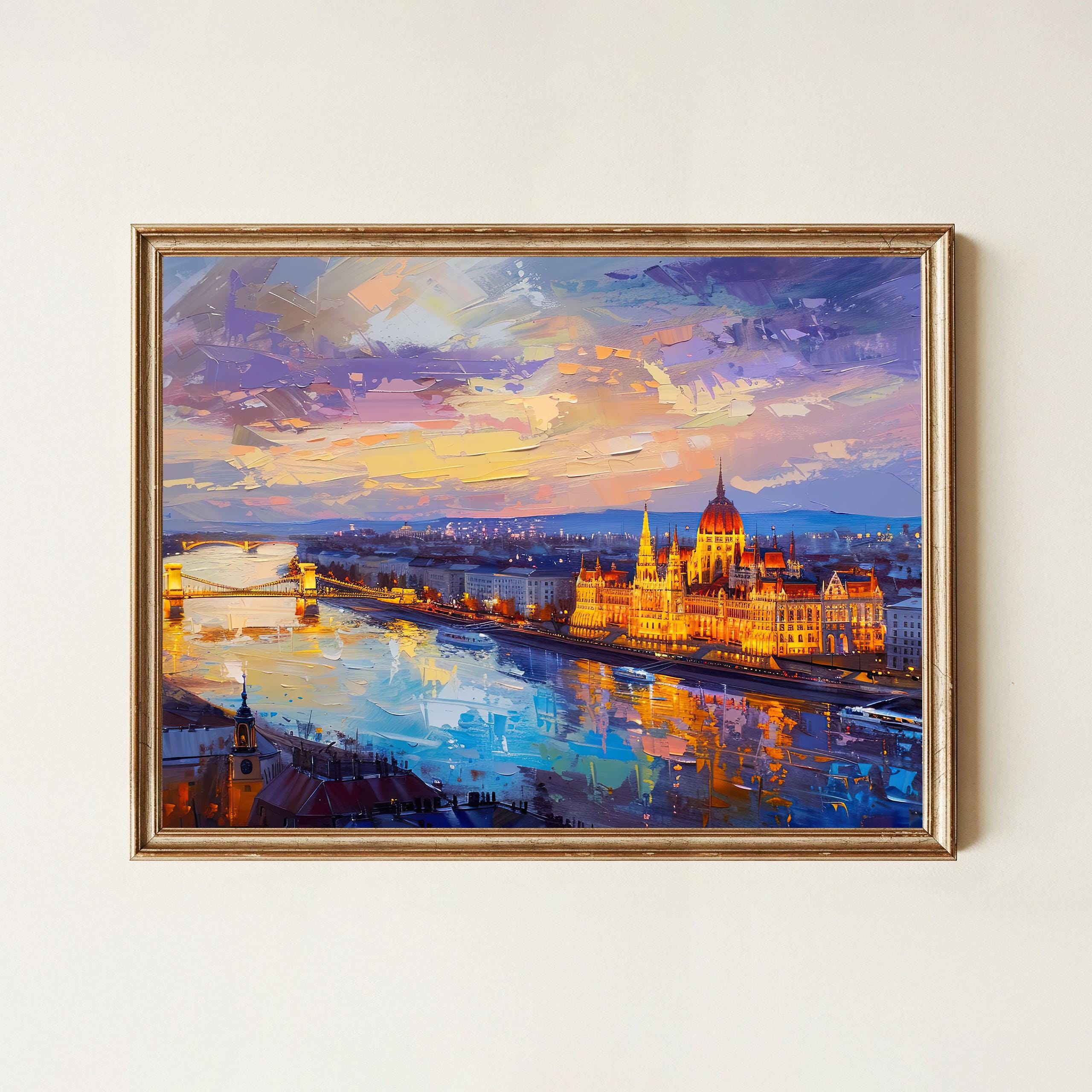 オーダー3本セット Budapest Parliament & Chain Bridge Canvas Print: Danube River