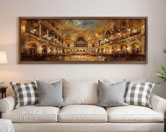 Vienna Opera House Wall Art, Golden Interior Painting, Austrian
