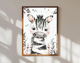 Baby Zebra Watercolor Print: Safari Nursery Wall Art