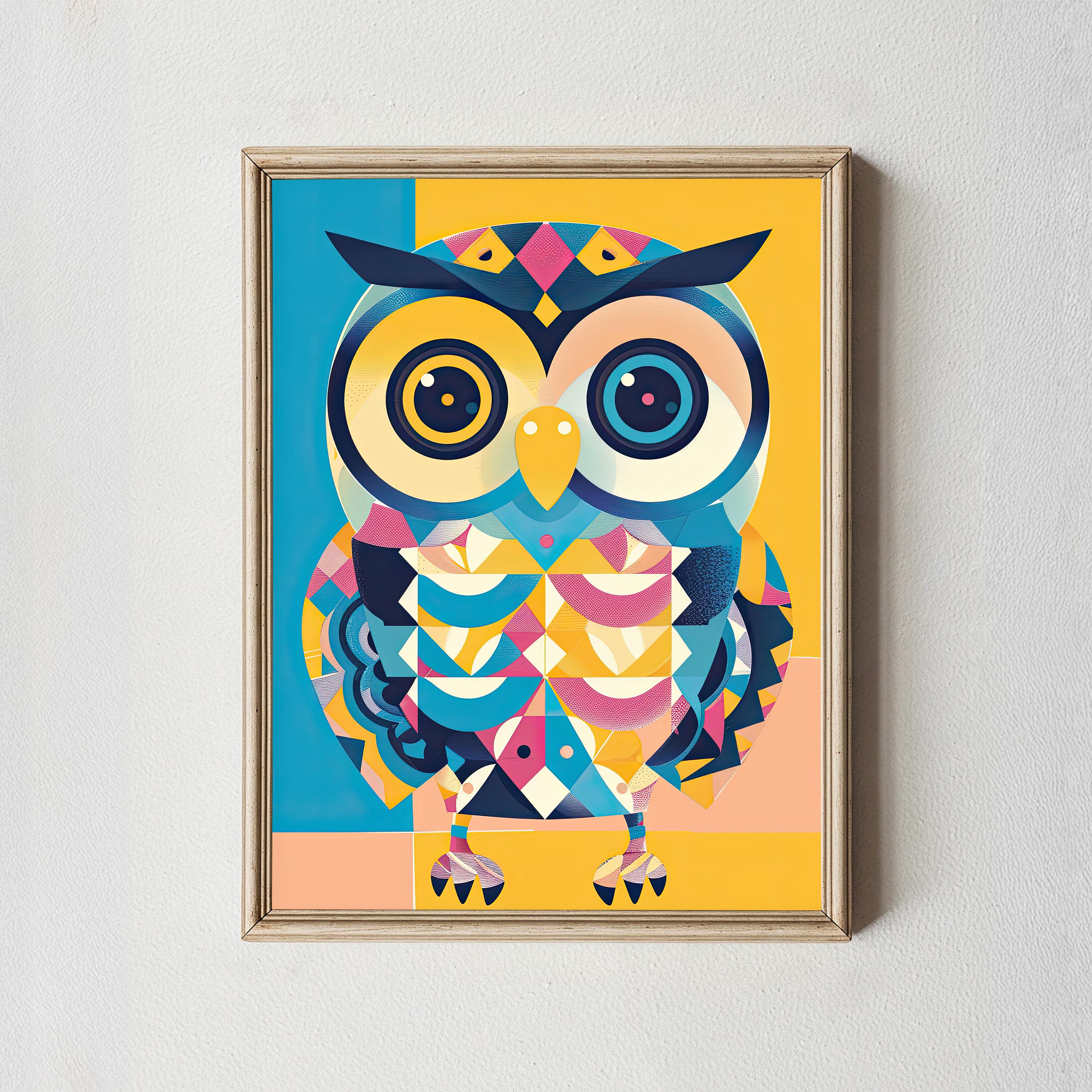 Funky Baby Owl Nursery Print: Whimsical Woodland Art