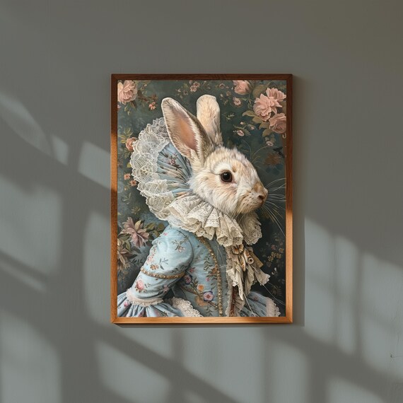 Animal Portrait Oil Painting Print | Animals in Suits Wall Art | Vintage Style Dressed Animal Art | Funny Pet Decor | Quirky Gift Idea