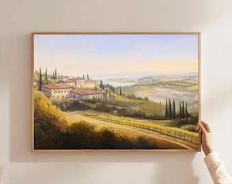 Landschaftsdruck Toskana: Italienische Landschaft, Bauernhaus