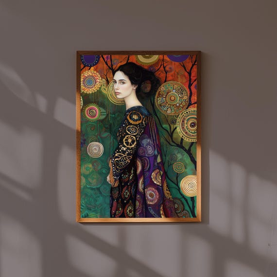 Klimt Adele Bloch-Bauer II Inspired Print – Modern Fine Art Portrait – Bold Expressionist Art Nouveau Wall Decor – Gustav Klimt Style
