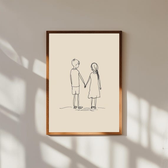 Minimalist Parent and Baby Line Art Print | Fine-Line Cradle Drawing | Modern Nursery Wall Art | Maternity Gift | Elegant Family Decor