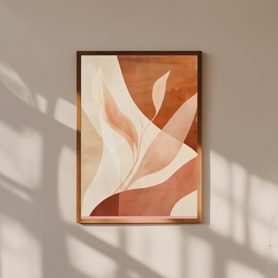 Boho Abstract Wall Art Print, Neutral Minimalist Poster, Modern Aesthetic Home Decor, Beige Earth Tone Art, Digital Download, Large Wall Art