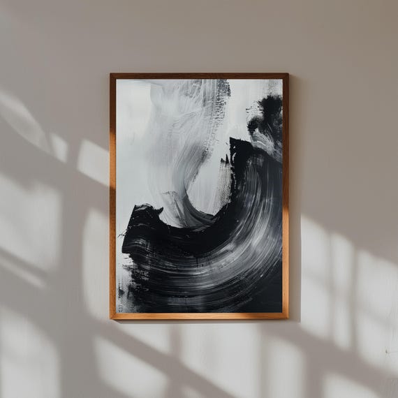 Fluid Gestural Abstract Wall Art Print, Expressive Brushstroke Poster, Modern Organic Home Decor, Bold Contemporary Art Print, Wall Art