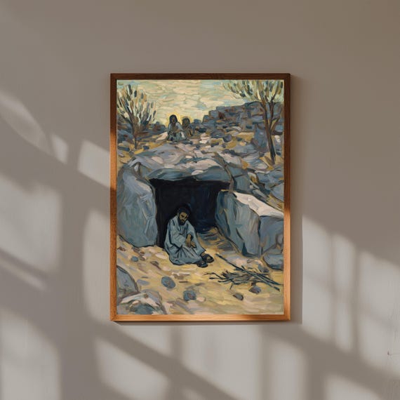 Jesus in the Garden Wall Art – Van Gogh Style Oil Painting of Gethsemane – Christian Religious Print – Biblical Easter Decor
