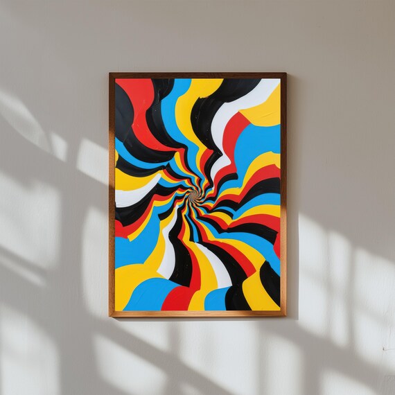 Op Art Wall Art Print, Optical Illusion Geometric Poster, Modern Colorful Abstract Wall Decor, Bold Contemporary Home Art