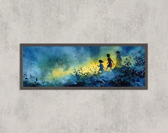 蛍の版画：気まぐれな子供の夜の森の絵画 - Etsy 日本