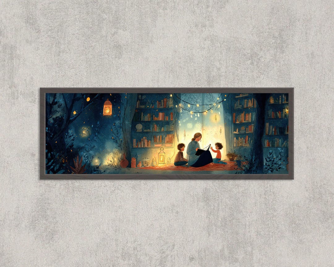 Whimsy Reading Cozy Reading Illustration: Whimsical Storytime Art Print - Nursery ...