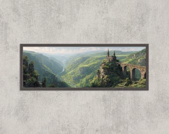 Gothic Cathedral Watercolor Print: Epic Fantasy Landscape Wall Art