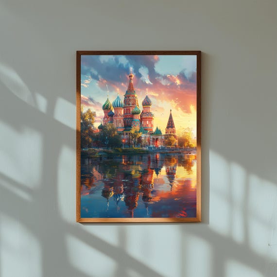 Watercolor Painting of St. Basil’s Cathedral Moscow | Red Square Wall Art Print | Colorful Russian Landmark Poster