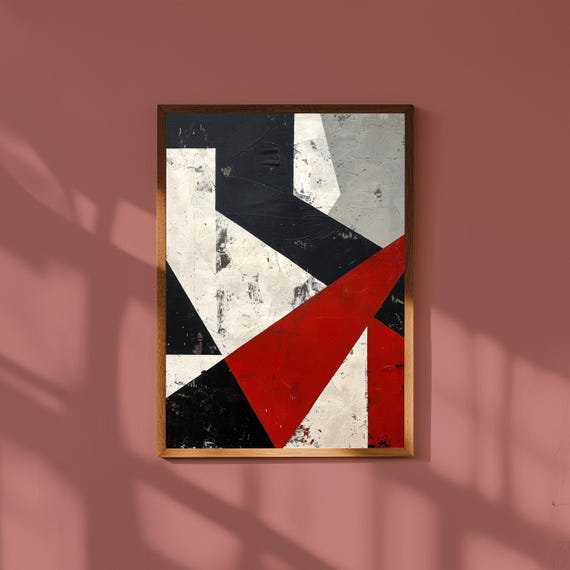 Asymmetrical Hard-Edge Abstract Wall Art Print, Bold Geometric Modern Poster, Minimalist Contemporary Home Decor, Large Abstract Wall Art,