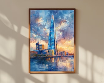 The Shard London Watercolor Print: Modern UK Cityscape Art