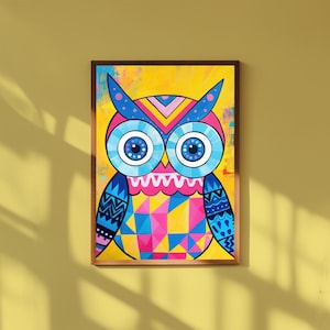 Funky Baby Owl Nursery Print: Whimsical Woodland Art