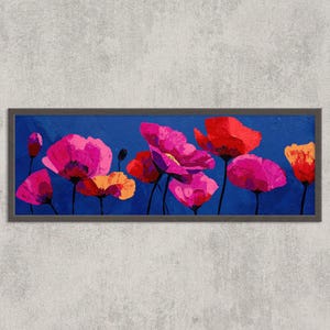 Panoramic Poppy Print: Modern Floral Painting, Bold Botanical Wall Art