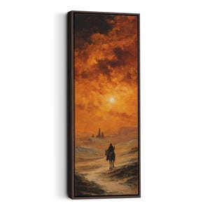 Desert Rider Canvas Print: Middle Eastern Sunset, Nomadic Travel Decor