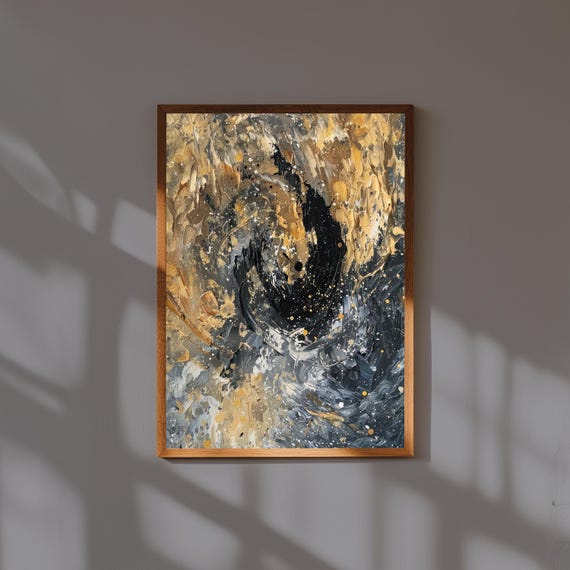 Pollock No. 5 Inspired Abstract Art Print – Drip Painting Fine Art Poster – Bold Expressionist Wall Decor – Modern Splatter Art