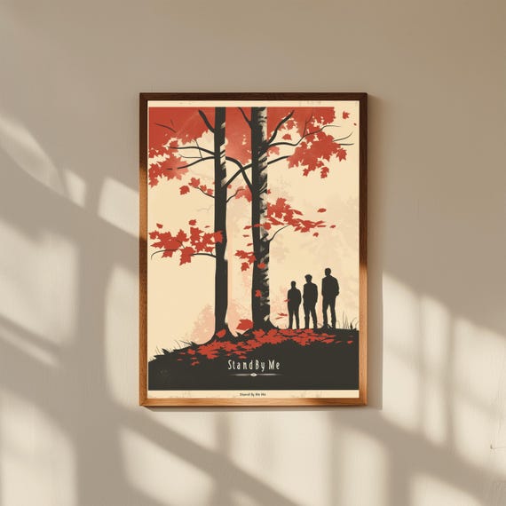 Stand By Me Poster – Minimalist Mid-Century Modern Movie Print, Swiss Graphic Design Style, Retro Film Wall Art, Coming-of-Age Decor