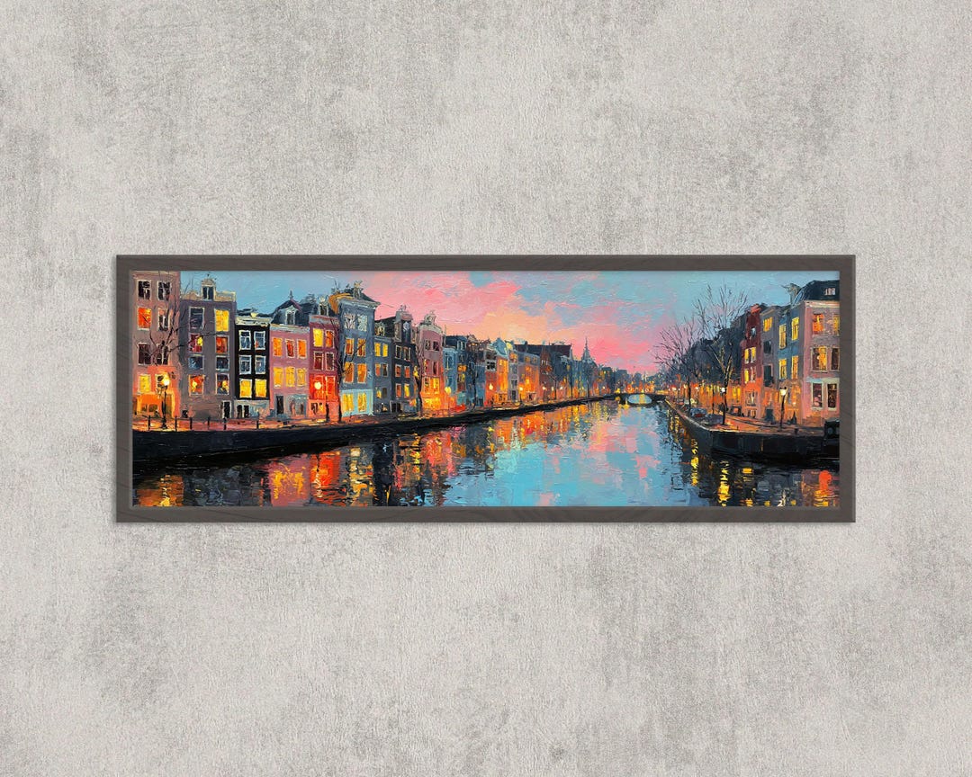 Amsterdam Canal Dusk Wall Art | Impressionist Cityscape Print ...