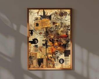 Impression d'art mural conceptuel inspirée de Dada, affiche abstraite surréaliste avant-gardiste, décoration d'intérieur minimaliste moderne, impression d'art contemporain audacieux