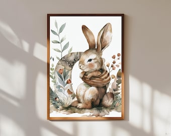 Baby Animal Initial Print: Whimsical Nursery Wall Art