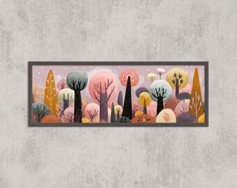 Whimsical Forest Art Print: Abstract Trees, Boho Nursery Decor