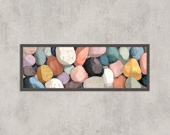 Abstract Pebble Art Print: Earthy Geometric Stone Texture