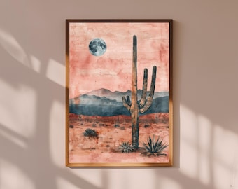 Desert Cactus Painting: Boho Earth Tone Botanical Art Print