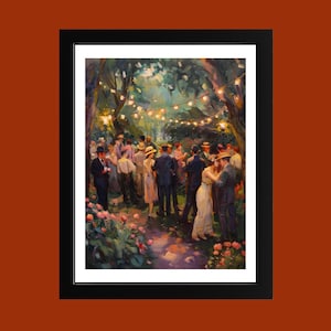 1920s Garden Party Art Deco Print: Gatsby Era Illustration