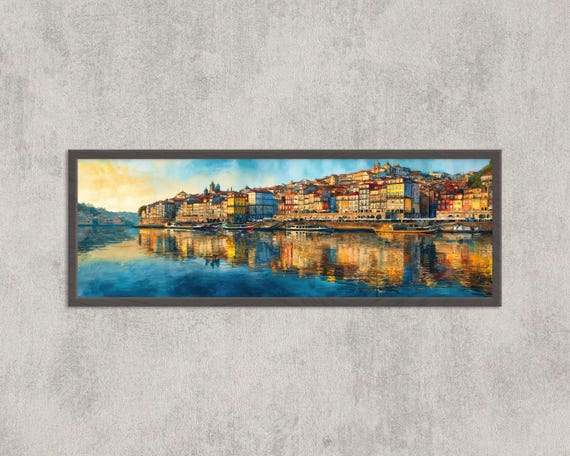 Porto Portugal Ribeira Print: Colorful Douro River Cityscape Art