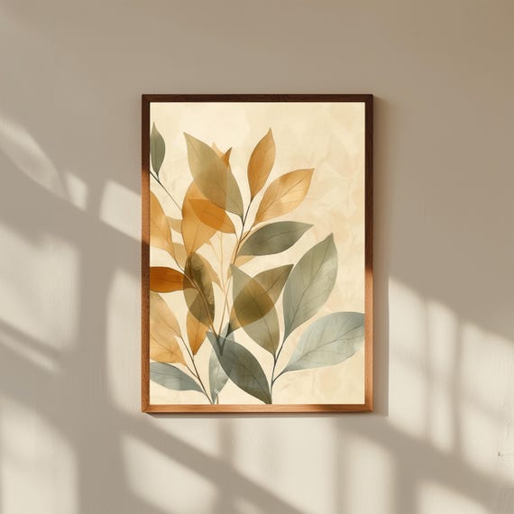 Abstract Botanical Wall Art Print | Modern Nature-Inspired Plant Art | Minimalist Floral Fine Art Decor, Museum Quality Framed Prints
