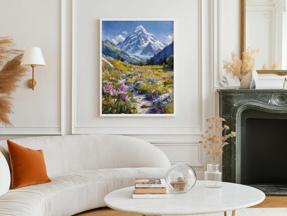 Watercolor Painting of Mount Cook New Zealand | Snow-Capped Peak Wall Art Print | Southern Alps Nature Landscape Poster