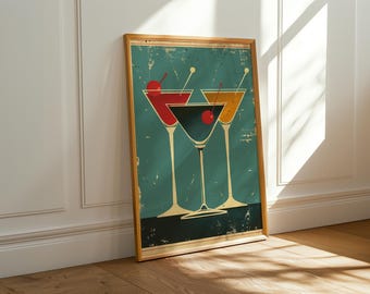 Retro Martini Print: Mid-Century Modern Cocktail Bar Art