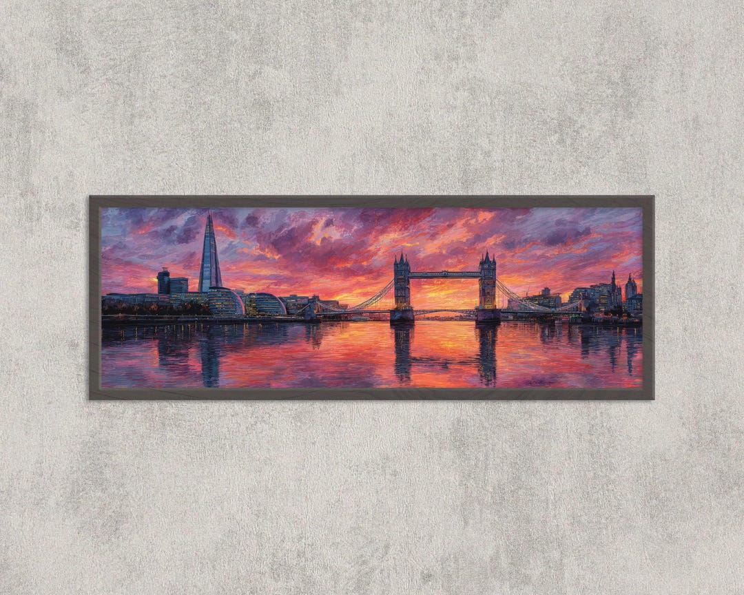 London Tower Bridge Sunset: Thames Cityscape Watercolor Art Print - Etsy