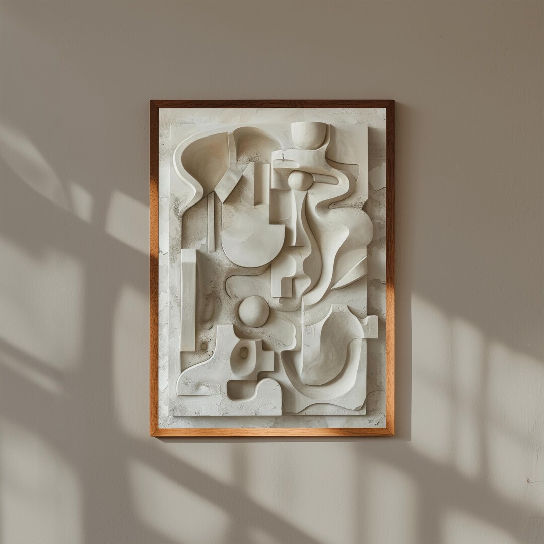 Abstract Relief Wall Art Print: 3D Textured Modern Sculpture - Etsy