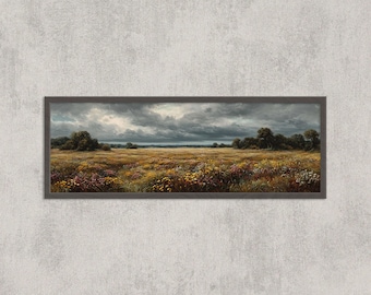 Meadow Field Art, Vintage Landscape Print