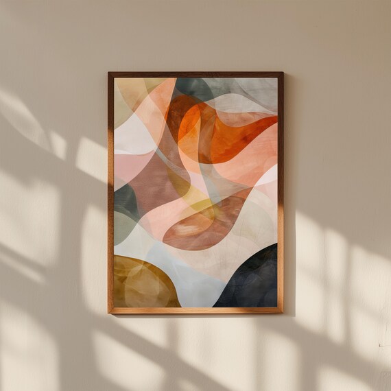 Layered Abstract Organic Painting Print | Flowing Natural Forms Wall Art | Modern Textured Fine Art Decor, Museum Quality Print
