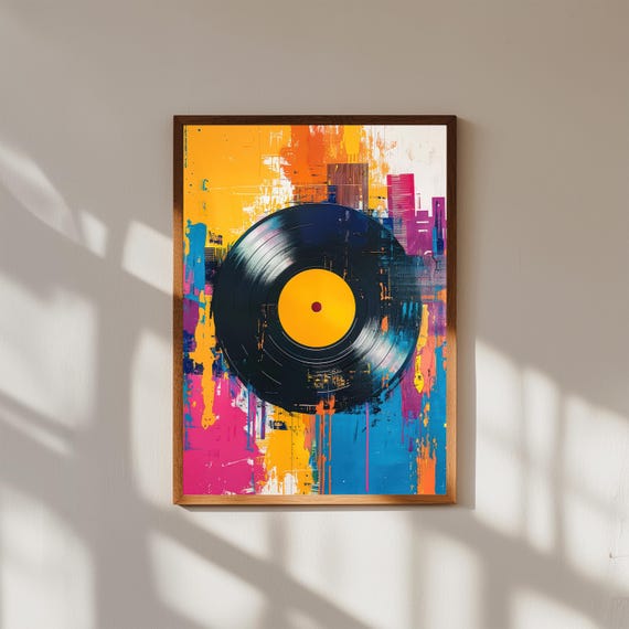 Retro Vinyl Record Canvas Wall Art | Bold Pop Art Music Print | Colorful Record Decor | Vintage Music Room Art | Audiophile Gift
