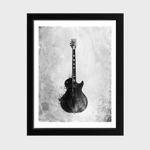 Artistic Electric Guitar Canvas Wall Art | Music Lover Gift | Guitar Silhouette Print | Rock and Roll Home Decor | Music Room Art Print