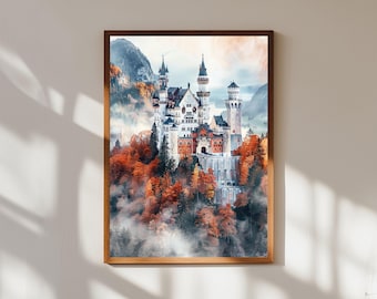 ノイシュヴァンシュタイン城の絵画、城壁アート ヨーロッパ - ドイツ